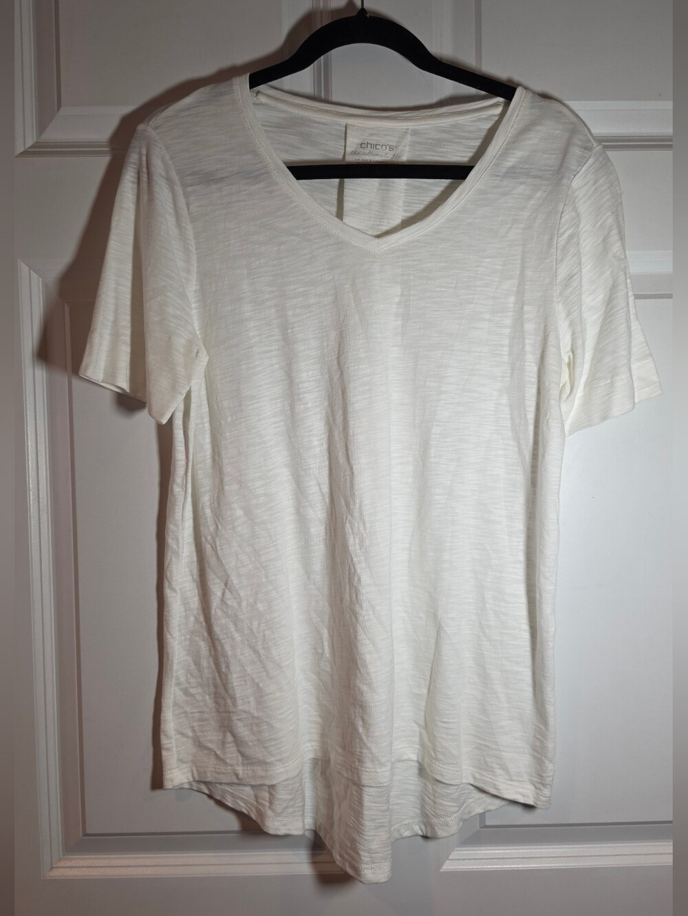 Chico's Ultimate Tee White Cotton Blend Top S